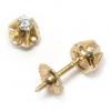 Brinco solitário em ouro amarelo 18k feminino Brinco solitário em ouro amarelo 18k feminino