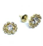 Brinco em ouro 18k com zirconia - Flor Brinco em ouro 18k com zirconia - Flor
