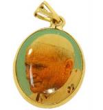 Medalha porcelana e ouro 18k - Papa João Paulo II Medalha porcelana e ouro 18k - Papa João Paulo II