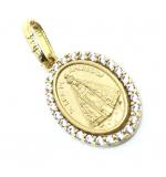 Medalha N.Sra. Aparecida em ouro 18k com zirconia - 2MEZ0040 Medalha N.Sra. Aparecida em ouro 18k com zirconia - 2MEZ0040