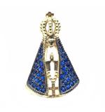 Pingente em ouro 18k com zirconias - N.Sra.Aparecida - 2PIZ0051 Pingente em ouro 18k com zirconias - N.Sra.Aparecida - 2PIZ0051